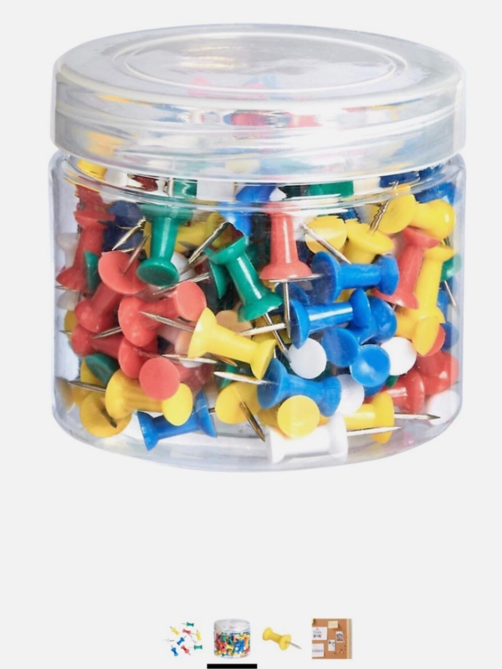 200 Pcs Push Pins Large Thumb Tacks Steel Point Standard Size Plastic Head, New